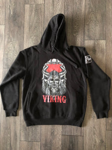 Hoodie / sweater Viking med rød tryk